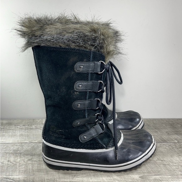 Sorel NL3481 Joan of Arctic Women’s Waterproof Black Leather Booties Boots Sz 9 - Picture 2 of 9